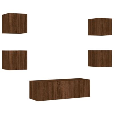 Prolenta Premium -  Meuble TV muraux 5 pcs avec lumières LED chêne marron
