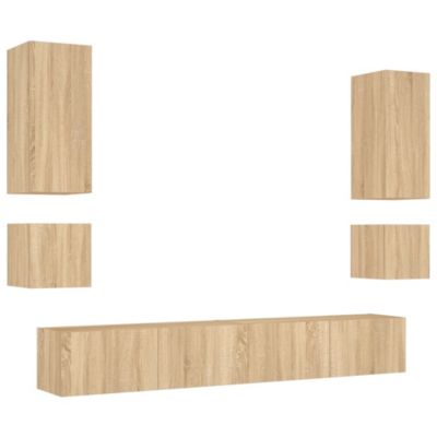 Prolenta Premium -  Meuble TV muraux 6 pcs avec lumières LED chêne sonoma
