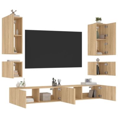Prolenta Premium -  Meuble TV muraux 6 pcs avec lumières LED chêne sonoma