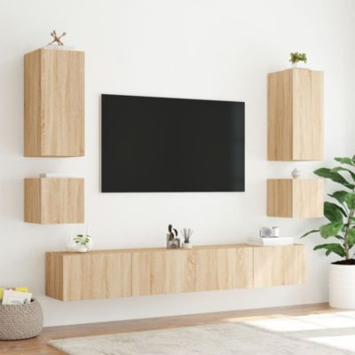 Prolenta Premium -  Meuble TV muraux 6 pcs avec lumières LED chêne sonoma