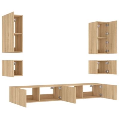 Prolenta Premium -  Meuble TV muraux 6 pcs avec lumières LED chêne sonoma