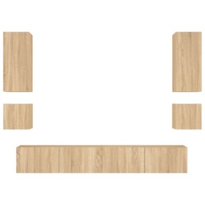 Prolenta Premium -  Meuble TV muraux 6 pcs avec lumières LED chêne sonoma