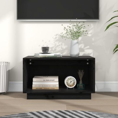 Prolenta Premium -  Meuble TV Noir 60x35x35 cm Bois de pin massif