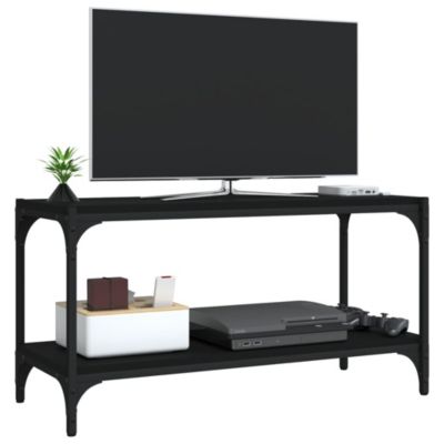 Prolenta Premium -  Meuble TV Noir 80x33x41 cm Bois d'ingénierie et acier