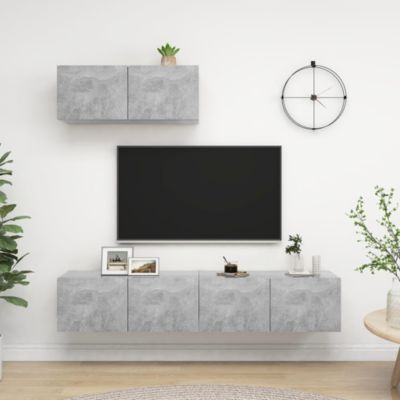 Prolenta Premium -  Meubles TV 3 pcs Gris béton Bois d'ingénierie