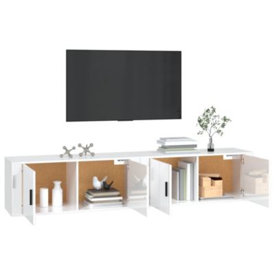 Prolenta Premium -  Meubles TV muraux 2 pcs blanc brillant 100x34,5x40 cm
