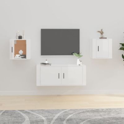 Prolenta Premium -  Meubles TV muraux 2 pcs Blanc brillant 40x34,5x40 cm
