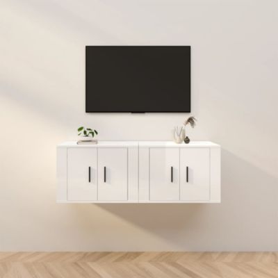 Prolenta Premium -  Meubles TV muraux 2 pcs blanc brillant 57x34,5x40 cm