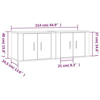 Prolenta Premium -  Meubles TV muraux 2 pcs blanc brillant 57x34,5x40 cm