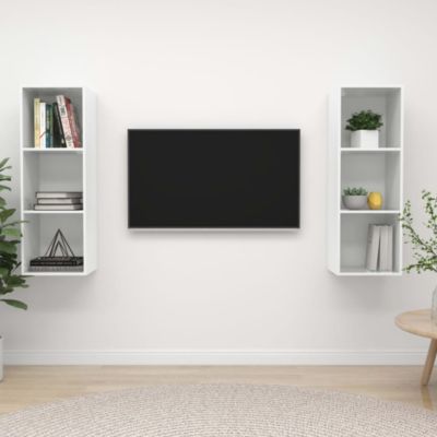 Prolenta Premium -  Meubles TV muraux 2 pcs Blanc brillant Bois d'ingénierie