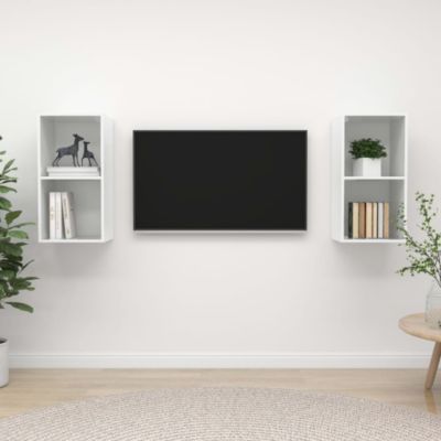 Prolenta Premium -  Meubles TV muraux 2 pcs Blanc brillant Bois d'ingénierie
