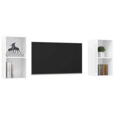 Prolenta Premium -  Meubles TV muraux 2 pcs Blanc brillant Bois d'ingénierie