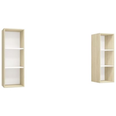 Prolenta Premium -  Meubles TV muraux 2 pcs Blanc et chêne sonoma Bois d'ingénierie