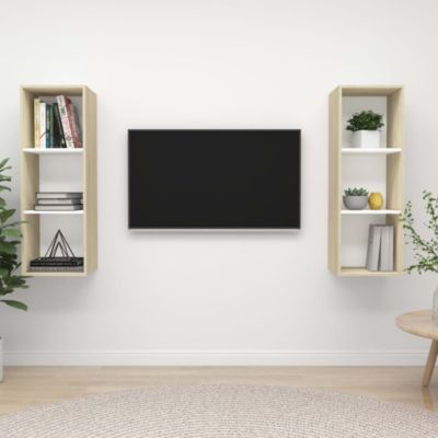 Prolenta Premium -  Meubles TV muraux 2 pcs Blanc et chêne sonoma Bois d'ingénierie