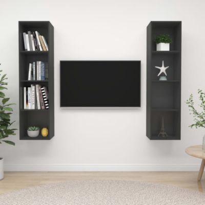 Prolenta Premium -  Meubles TV muraux 2 pcs Gris Bois d'ingénierie