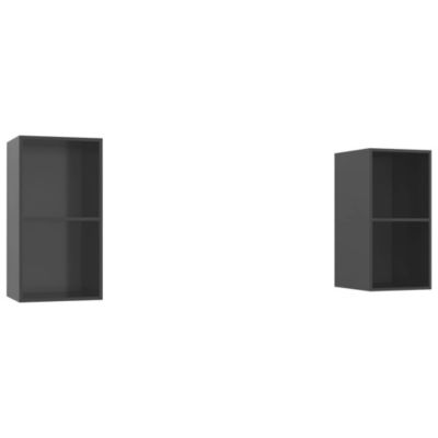 Prolenta Premium -  Meubles TV muraux 2 pcs Gris brillant Bois d'ingénierie