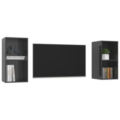 Prolenta Premium -  Meubles TV muraux 2 pcs Gris brillant Bois d'ingénierie