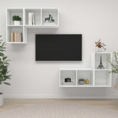 Prolenta Premium -  Meubles TV muraux 4 pcs Blanc brillant Bois d'ingénierie