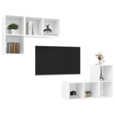 Prolenta Premium -  Meubles TV muraux 4 pcs Blanc brillant Bois d'ingénierie