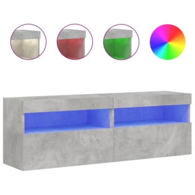 Prolenta Premium -  Meubles TV muraux et lumières LED 2pcs gris béton 60x30x40 cm