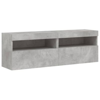 Prolenta Premium -  Meubles TV muraux et lumières LED 2pcs gris béton 60x30x40 cm
