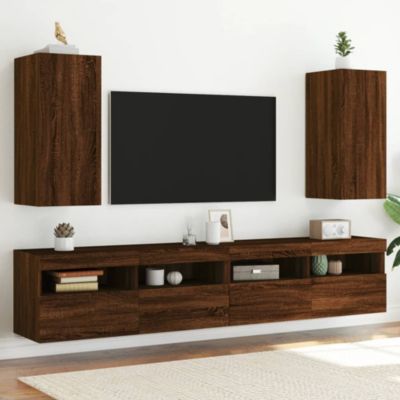 Prolenta Premium -  Meubles TV muraux lumières LED 2 pcs chêne marron 30,5x35x70 cm
