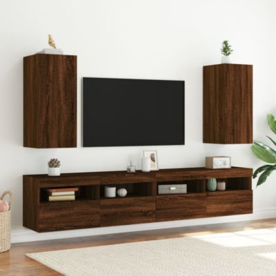 Prolenta Premium -  Meubles TV muraux lumières LED 2 pcs chêne marron 30,5x35x70 cm