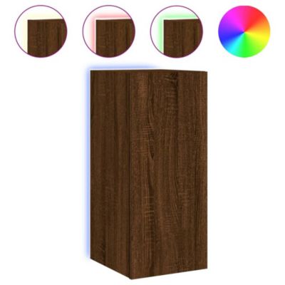 Prolenta Premium -  Meubles TV muraux lumières LED 2 pcs chêne marron 30,5x35x70 cm