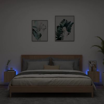 Prolenta Premium -  Meubles TV muraux lumières LED 2 pcs chêne sonoma 30,5x35x30 cm
