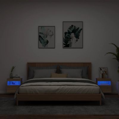 Prolenta Premium -  Meubles TV muraux lumières LED 2 pcs chêne sonoma 40x30x40 cm