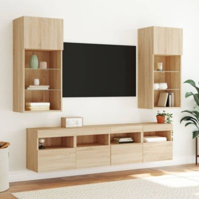 Prolenta Premium -  Meubles TV muraux lumières LED 2 pcs chêne sonoma 40x30x40 cm