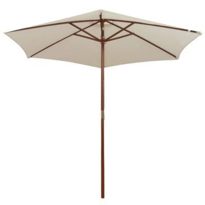 Prolenta Premium -  Parasol avec poteau en bois 270 x 270 cm Blanc crème