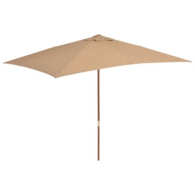 Prolenta Premium -  Parasol d'extérieur avec mât en bois 200 x 300 cm taupe