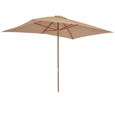 Prolenta Premium -  Parasol d'extérieur avec mât en bois 200 x 300 cm taupe