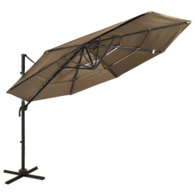 Prolenta Premium -  Parasol de jardin à 4 niveaux avec mât en aluminium taupe 3x3 m