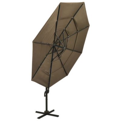 Prolenta Premium -  Parasol de jardin à 4 niveaux avec mât en aluminium taupe 3x3 m