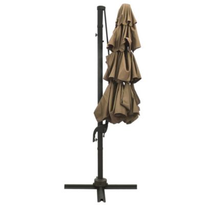 Prolenta Premium -  Parasol de jardin à 4 niveaux avec mât en aluminium taupe 3x3 m