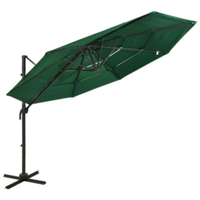Prolenta Premium -  Parasol de jardin à 4 niveaux avec mât en aluminium vert 3x3 m