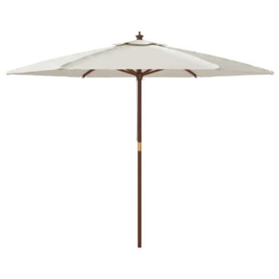 Prolenta Premium -  Parasol de jardin avec mât en bois sable 299x240 cm
