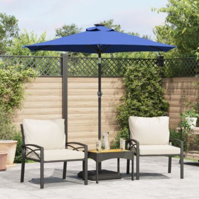 Prolenta Premium -  Parasol de jardin LED mât en acier bleu azuré 225x225x212 cm
