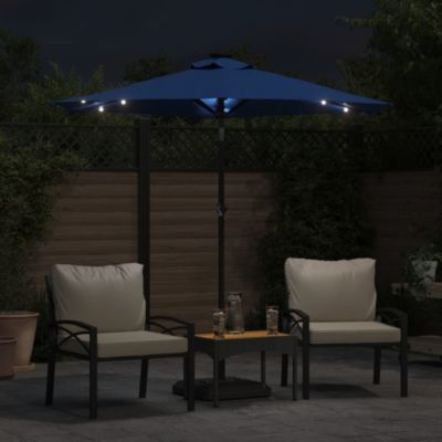 Prolenta Premium -  Parasol de jardin LED mât en acier bleu azuré 225x225x212 cm