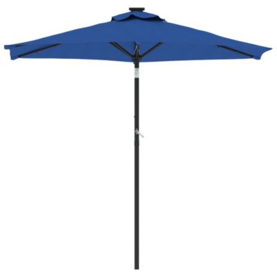 Prolenta Premium -  Parasol de jardin LED mât en acier bleu azuré 225x225x212 cm