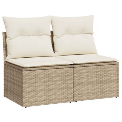 Prolenta Premium - Salon de jardin avec coussins 2 pcs beige résine tressée acacia