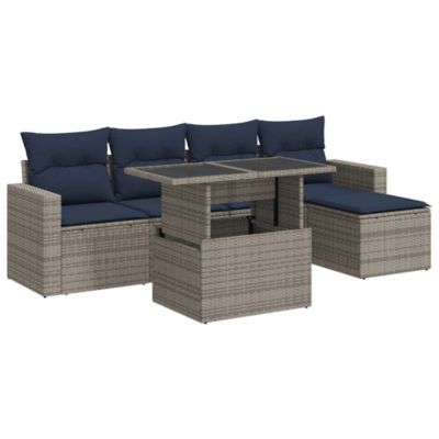 Prolenta Premium - Salon de jardin avec coussins 6 pcs gris résine tressée acacia