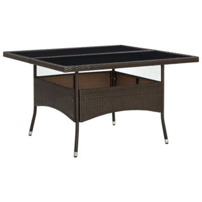 Prolenta Premium -  Table à dîner d'extérieur Marron Résine tressée et verre