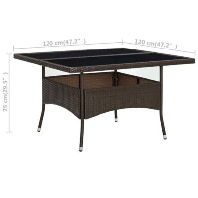 Prolenta Premium -  Table à dîner d'extérieur Marron Résine tressée et verre