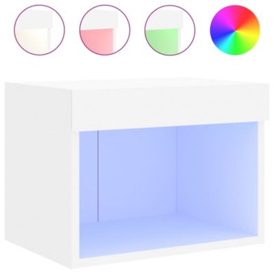 Prolenta Premium -  Table de chevet murale avec lumières LED blanc