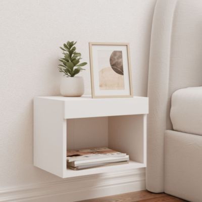 Prolenta Premium -  Table de chevet murale avec lumières LED blanc