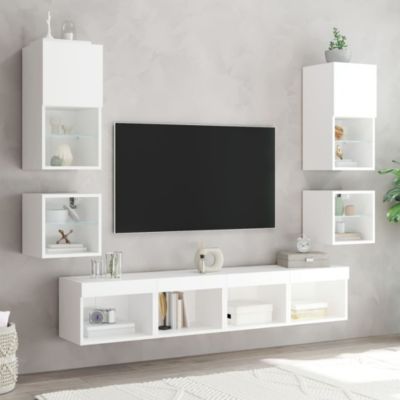 Prolenta Premium -  Table de chevet murale avec lumières LED blanc