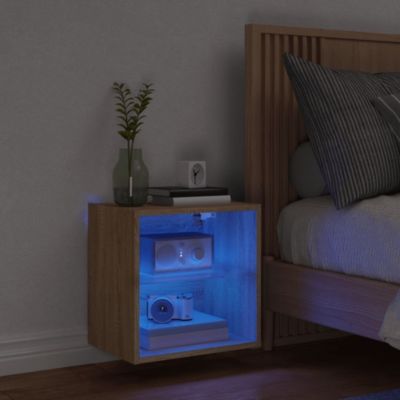 Prolenta Premium -  Table de chevet murale avec lumières LED chêne sonoma